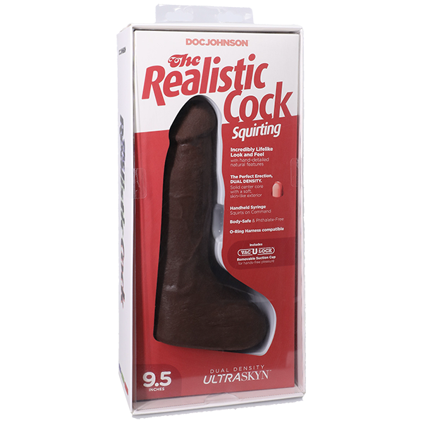 Vac-U-Lock 9.5 Inch Ultraskyn Squirting Cock With Balls Realistic Dildos