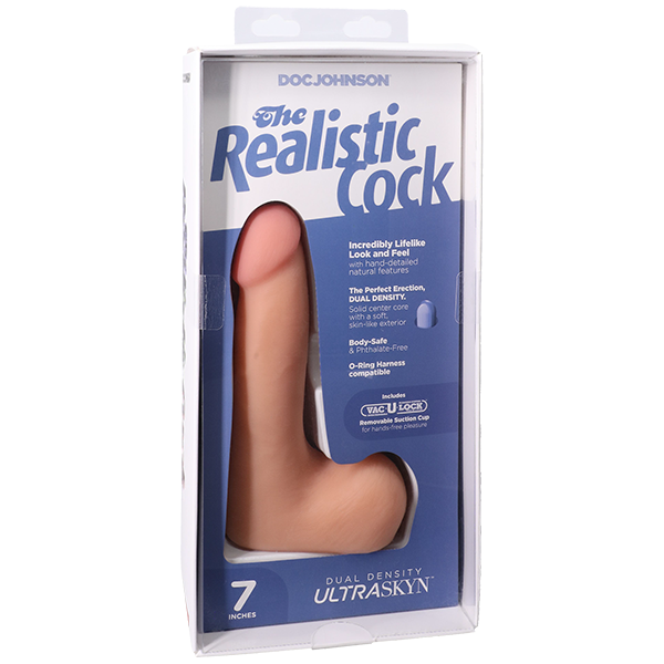 Vac-U-Lock Suction Cup 7 Inch Realistic Cock With Balls Realistic Dildos