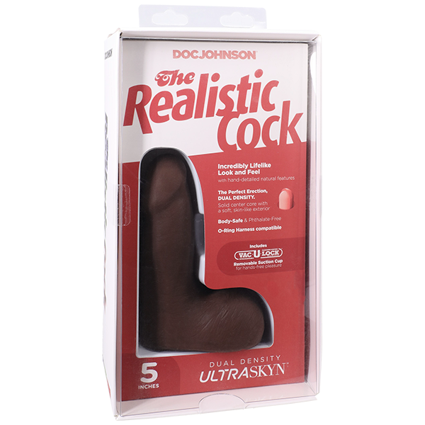Vac-U-Lock Suction Cup 5 Inch Realistic Cock With Balls Realistic Dildos