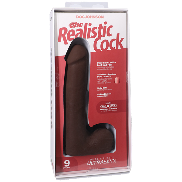 Vac-U-Lock Suction Cup 9 Inch Realistic Cock With Balls Realistic Dildos