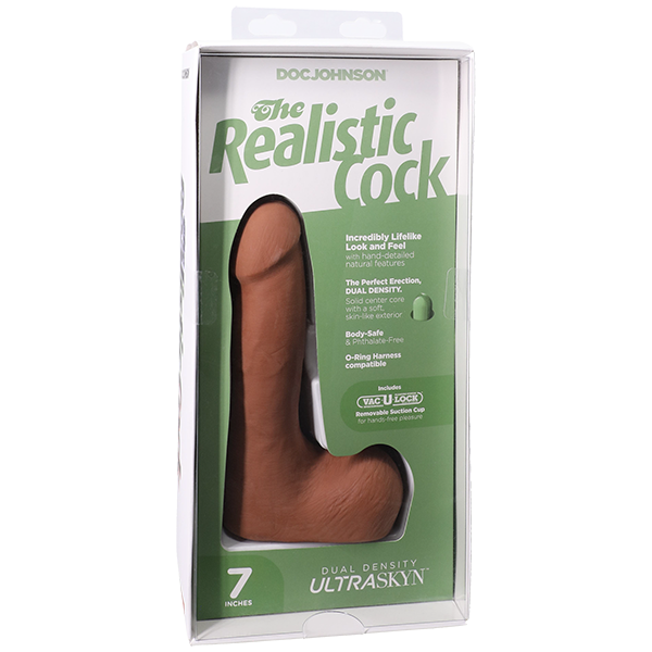 Vac-U-Lock Suction Cup 7 Inch Realistic Cock With Balls Realistic Dildos