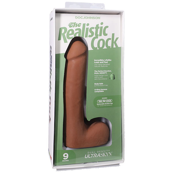 Vac-U-Lock Suction Cup 9 Inch Realistic Cock With Balls Realistic Dildos