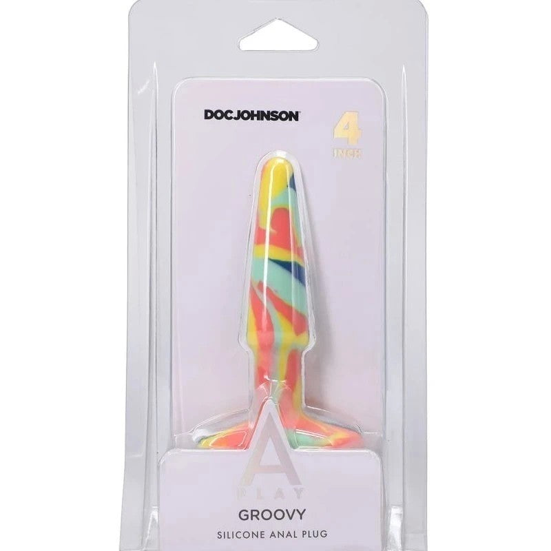 Doc Johnson A-Play Groovy Boxed Silicone Anal Plug Sunrise Butt Plugs