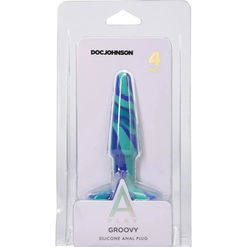 Doc Johnson A-Play Groovy Silicone Anal Play Plug Ocean Butt Plugs