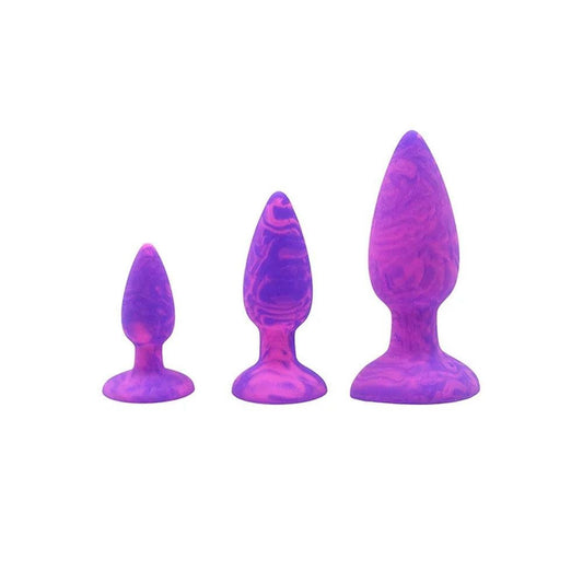 Adam & Eve COLOUR SWIRL Anal Plug Set of 3 Sizes Purple Butt Plugs