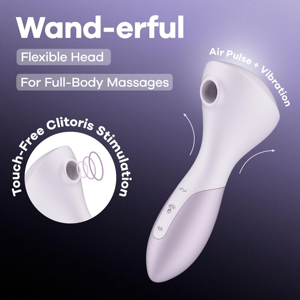 Satisfyer Wand-erful Rechargeable Air Pulse Wand Massager Purple Clit Ticklers and Pulsators
