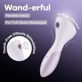 Satisfyer Wand-erful Rechargeable Air Pulse Wand Massager Purple Clit Ticklers and Pulsators