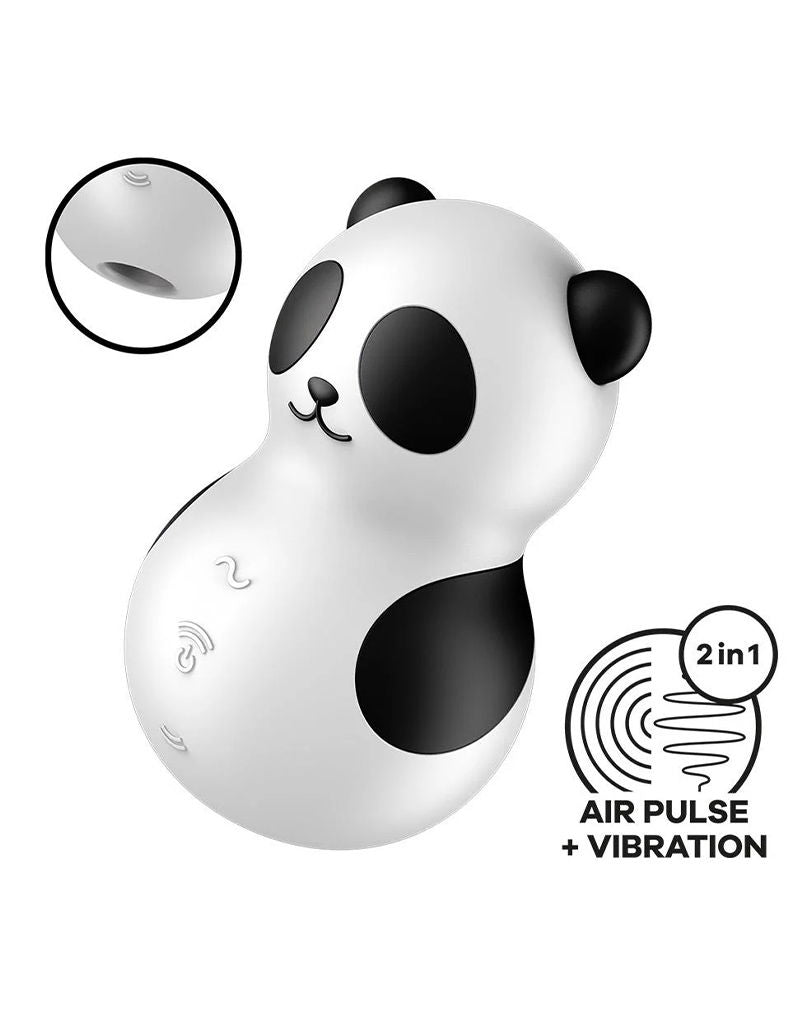 Satisfyer Pocket Panda USB Rechargeable Air Pulse Massager Black Clit Ticklers and Pulsators