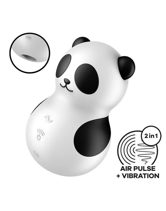 Satisfyer Pocket Panda USB Rechargeable Air Pulse Massager Black - Clit Ticklers and Pulsators