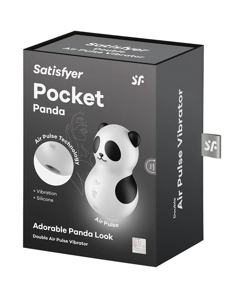Satisfyer Pocket Panda USB Rechargeable Air Pulse Massager Black Clit Ticklers and Pulsators