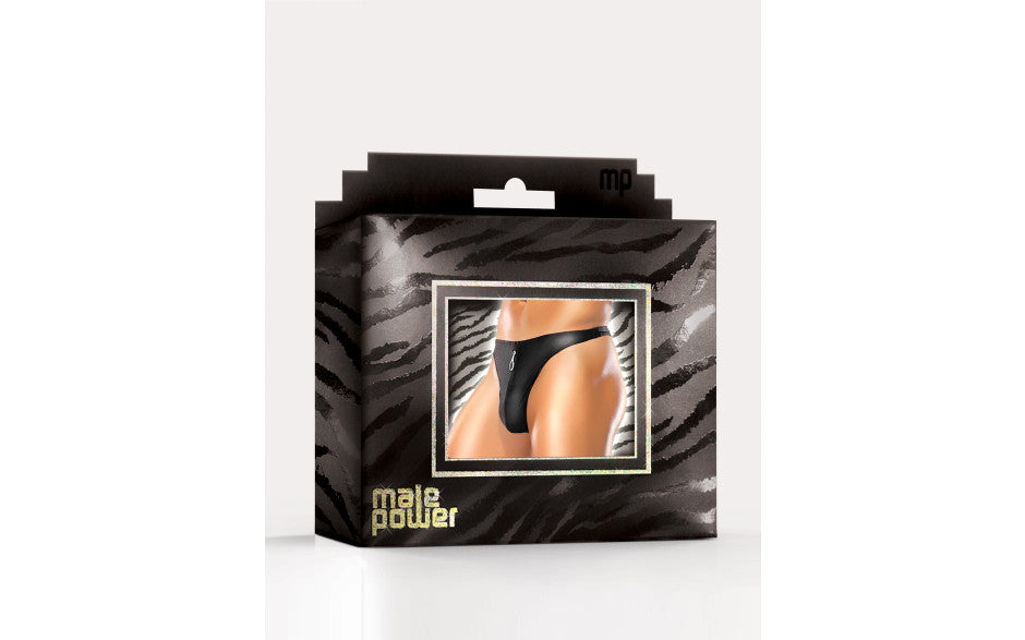 Male Power Zipper Stretchy Mens Thong Black Jocks and G-Strings