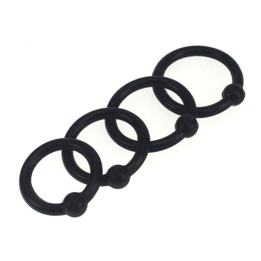 4 Piece Silicone Cock Head Ring Set - Cock Rings