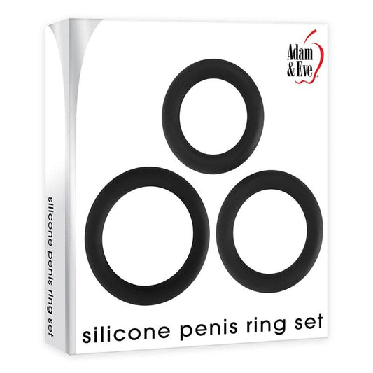 Unleash Desire - Adam & Eve Black Penis Ring Trio - Cock Ring Sets