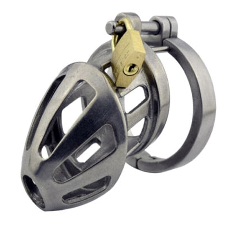 BON4M Stainless Steel Locking Cock Cage Chastity Male Chastity