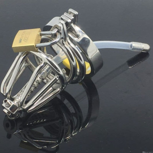 Dual Ringed Pisser Chastity Cage - Male Chastity