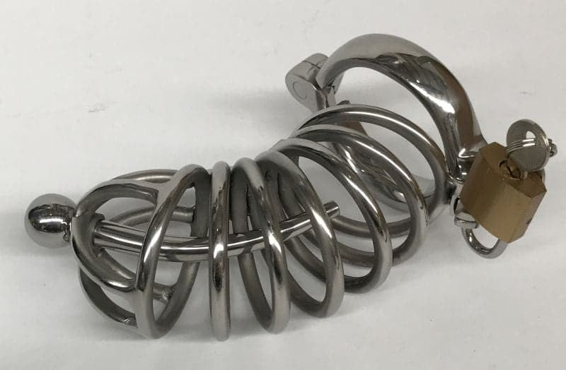 Instituted Cock Cage & Penis Plug Large Male Chastity