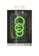 OUCH! Luminescent Pleasure Rings - 3-Pack Set Cock Rings