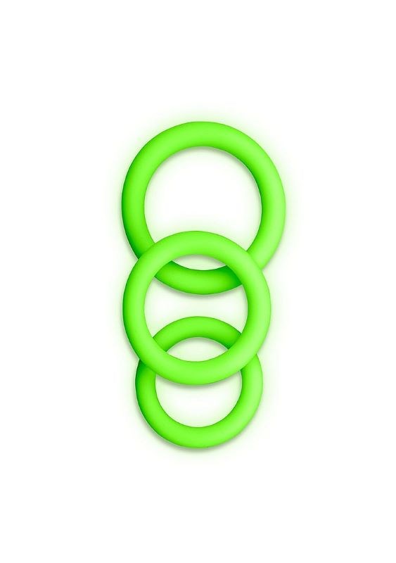 OUCH! Luminescent Pleasure Rings - 3-Pack Set Cock Rings