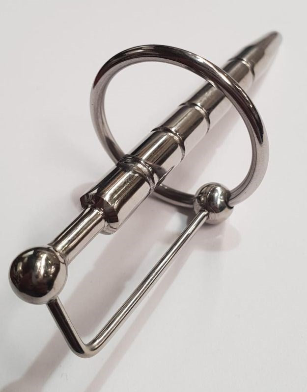 Hell's Couture Ribbed Penis Plug with Glans Ring Penis Plugs