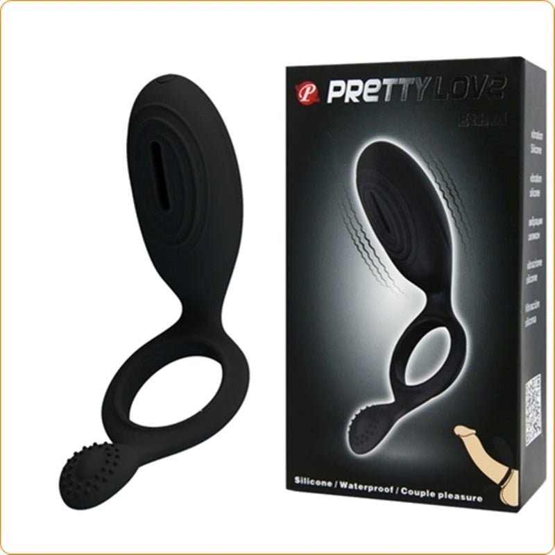 Prettylove Ethel - Rechargeable Vibrating Couples Cock Ring Ball and Cock Toys
