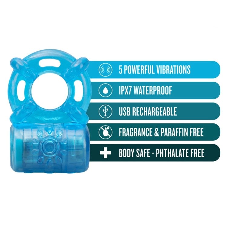 Stay Hard Rechargeable 5 Function Cock Ring Vibrating Cock Rings