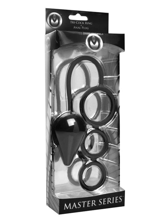 Triple Threat Silicone Tri Cock Ring and Anal Plug Cock Rings