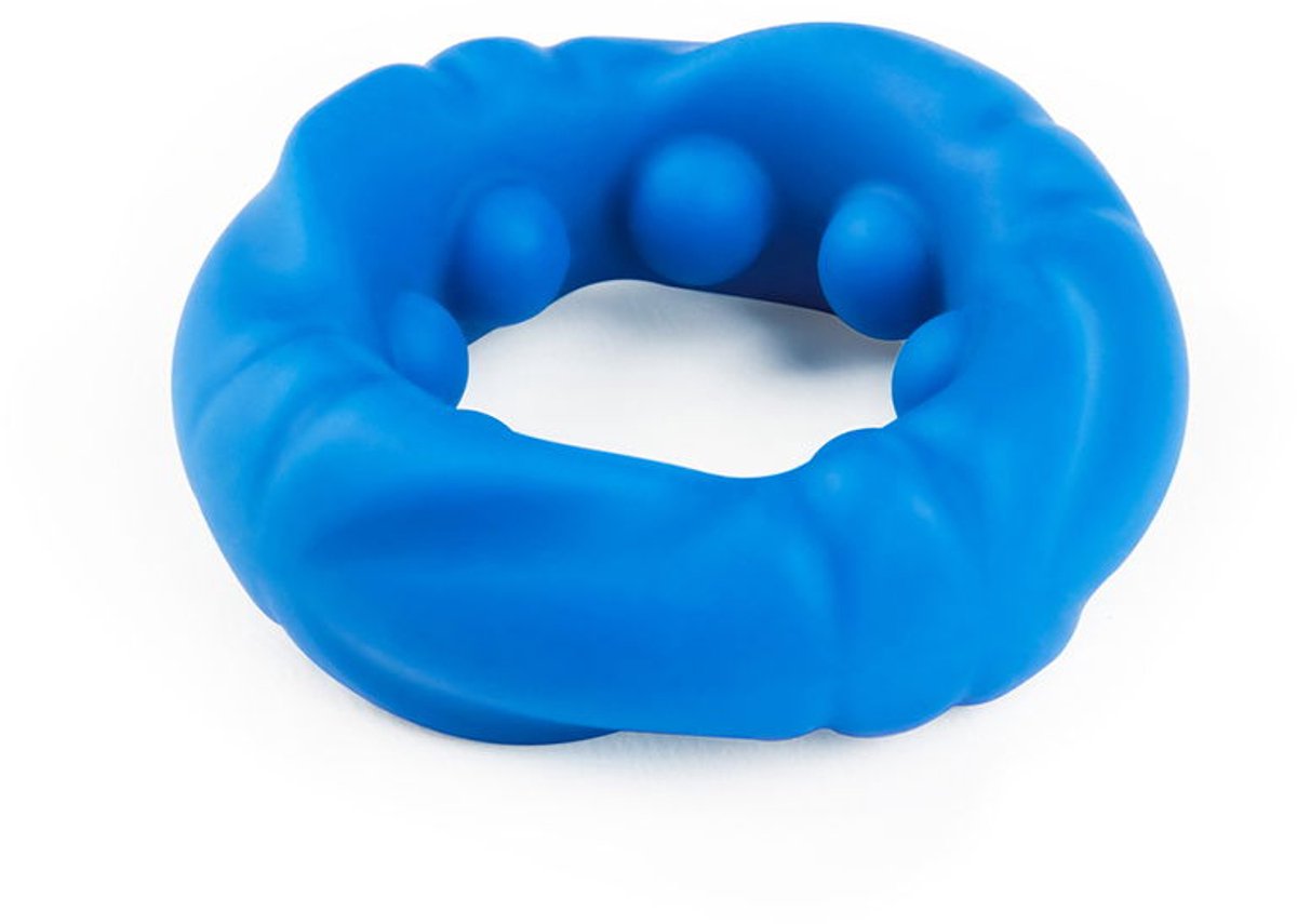Lovetoy Pinnacle Pro Ridge Bump Stretcher Mens Cock Ring Blue Stretchy Cock Rings