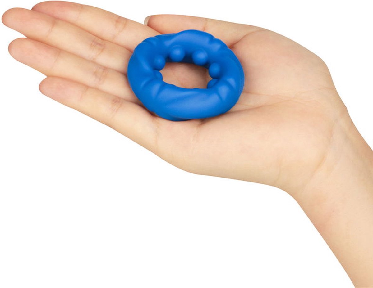 Lovetoy Pinnacle Pro Ridge Bump Stretcher Mens Cock Ring Blue Stretchy Cock Rings