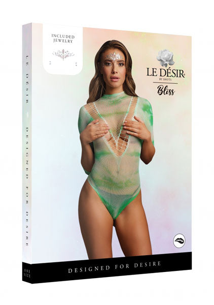 Le Desir Short Sleeve Tie Dye Teddy & Face Bling Sticker Teddies and Bodysuits