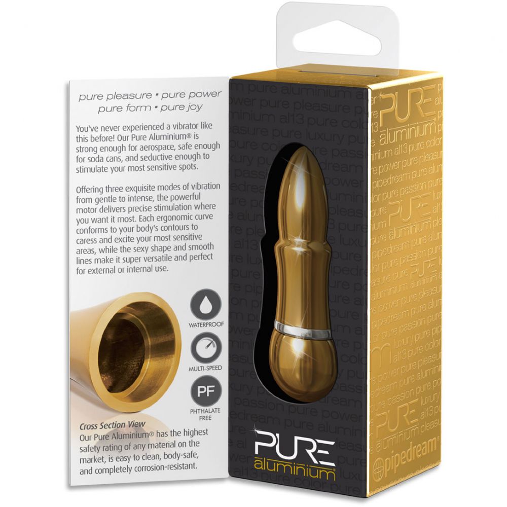 Pipedream Pure Aluminium Gold Small Vibrating Bullet Personal Massagers