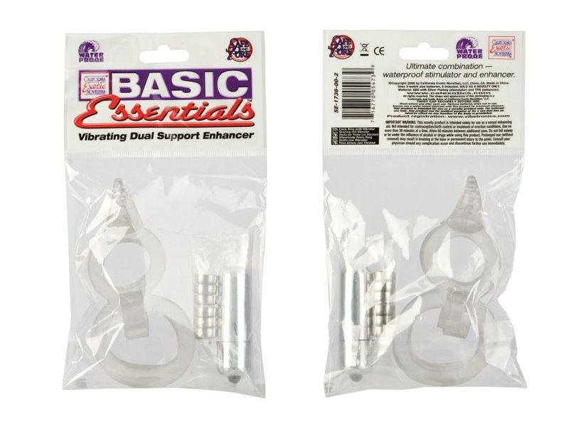 Basic Essentials Vibrating Dual Support Enhancer Cock Ring Cock Rings
