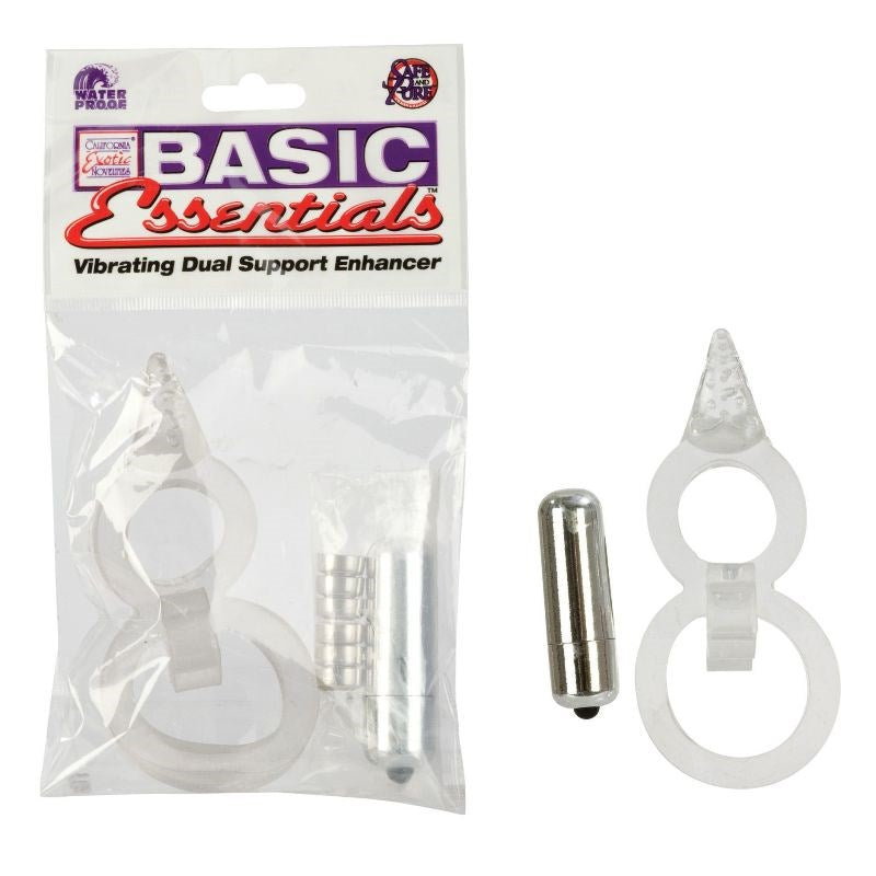 Basic Essentials Vibrating Dual Support Enhancer Cock Ring Cock Rings