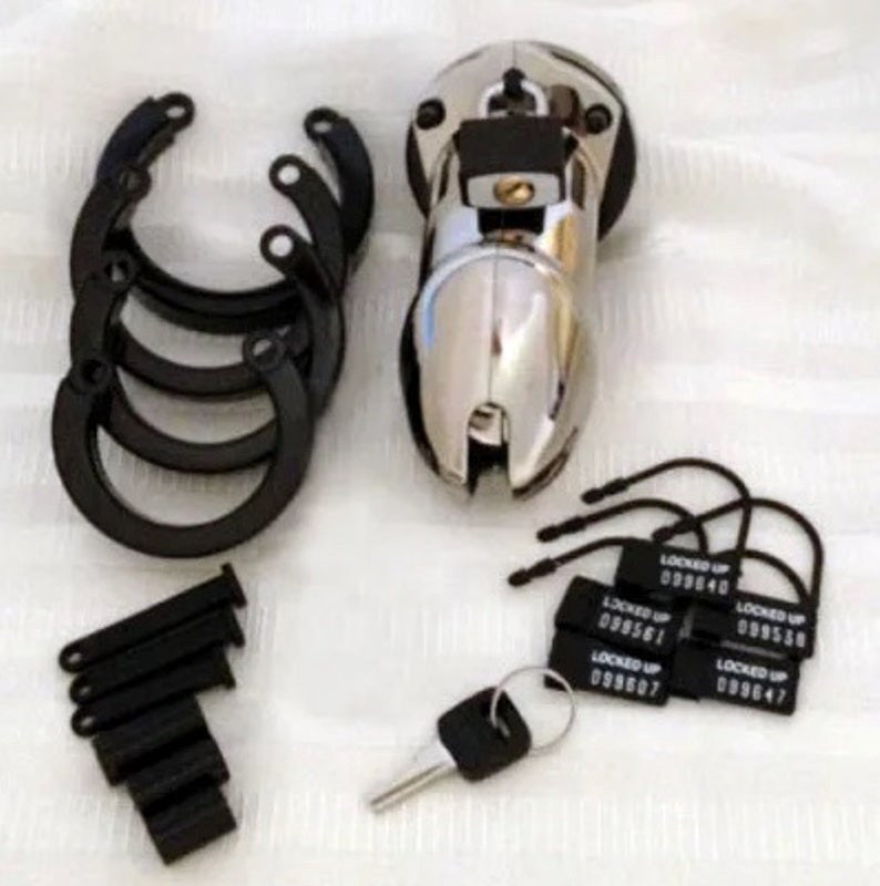 CB-6000 Chastity Cock Cage Kit Chrome Male Chastity