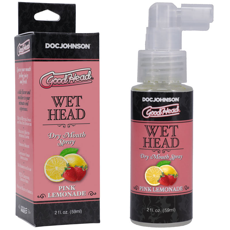Doc Johnson GoodHead Wet Head Dry Mouth Spray 59ml Pink Lemonade Delay and Excite Sprays