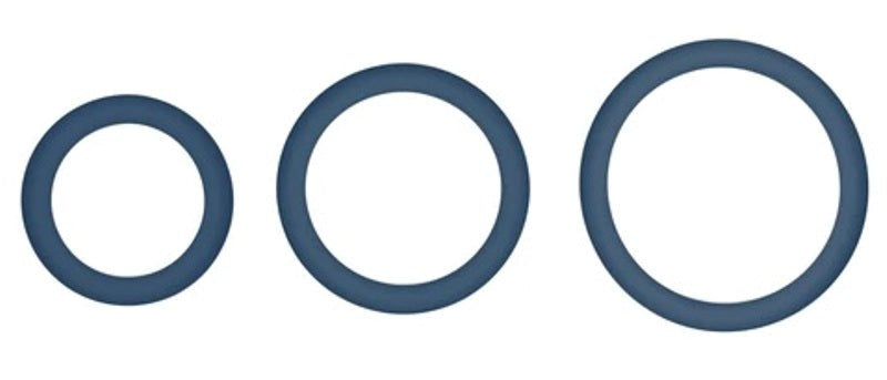Hombre Snug-Fit Silicone Thin C-Rings 3 pk Navy Stretchy Cock Rings