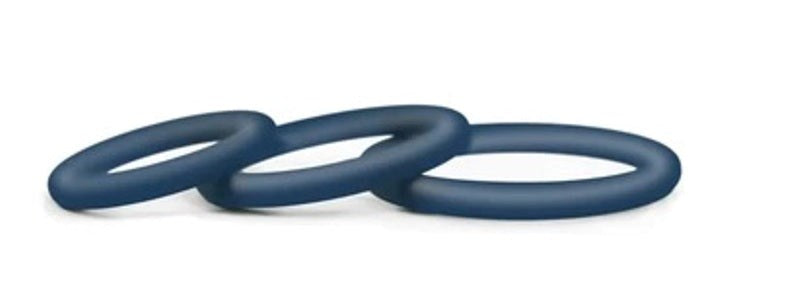 Hombre Snug-Fit Silicone Thin C-Rings 3 pk Navy Stretchy Cock Rings