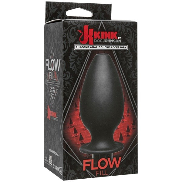 Kink Flow Fill Silicone Anal Douche Accessory Black Enemas and Douches