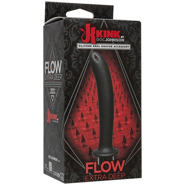 Kink Flow Silicone Anal Douche Accessory Extra Deep Black Enemas and Douches