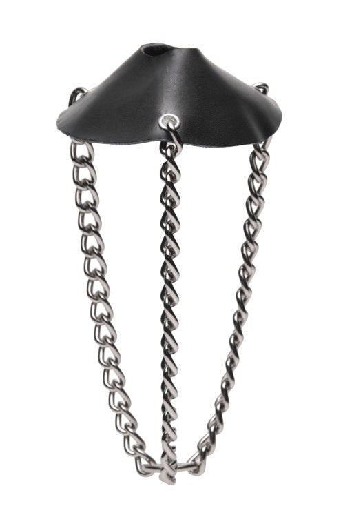 Leather Parachute Ball Stretcher Steel Cock Rings