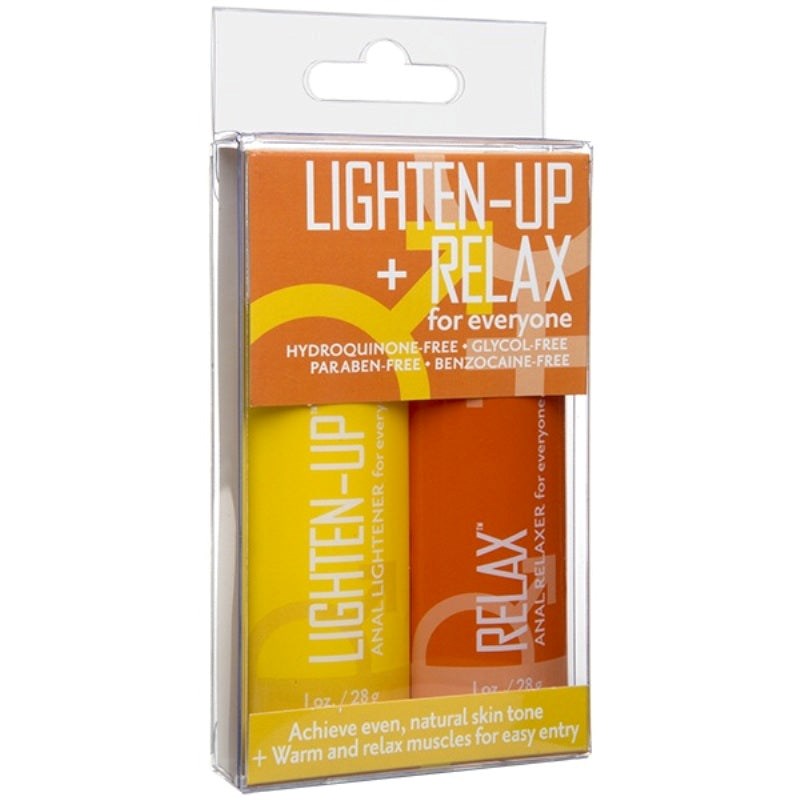 Doc Johnson Lighten-Up + Relax 2-Pack Anal Lube Set Delay and Excite Sprays