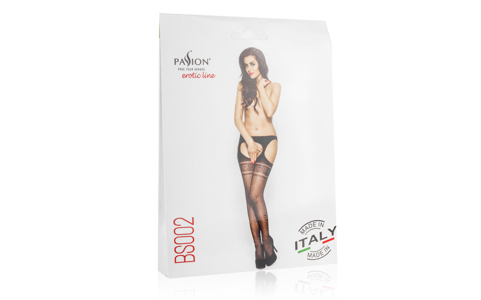 Passion Lingerie Womens Suspender Tights With Hearts OS G-Strings, Panties and Shorts