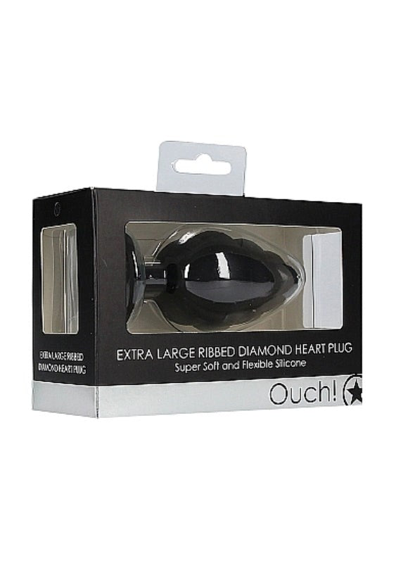 OUCH! XL Ribbed Diamond Heart Plug - Indulge in Luxury Butt Plugs