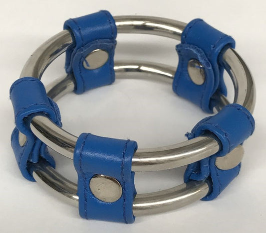 Plain Tube Steel Double Cock Ring Blue - Cock Rings