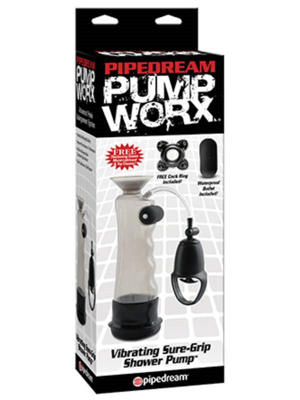 Pump Worx Vibrating Sure Grip Shower Penis Pump Pumps, Extenders and Sleeves