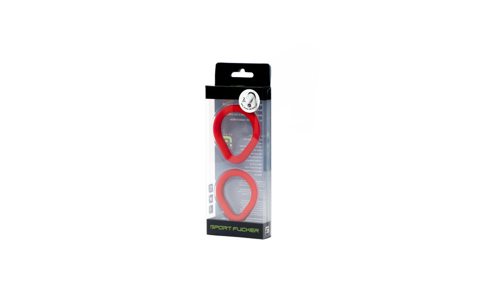 Sport Fucker 2 Pack Epic Hard On Silicone Cock Rings Kit Red Cock Ring Sets