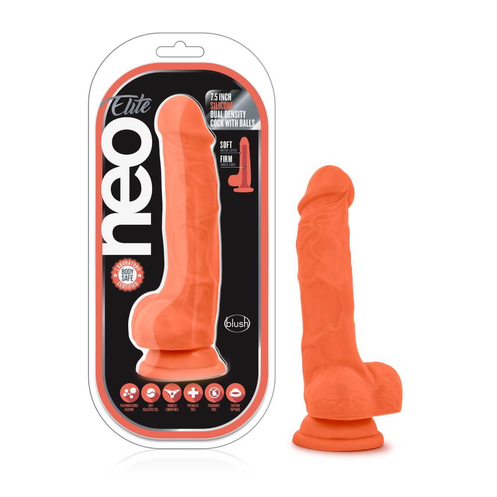 Neo Elite 7.5 inch Silicone Dual Density Realistic Cock with Balls Realistic Dildos