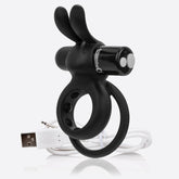ScreamingO Charged Ohare Vibrating Rabbit Cock Ring Black Cock Rings
