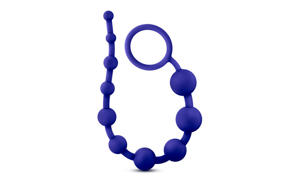 Luxe Silicone 10 Anal Pleasure Beads Indigo Anal Beads and Balls