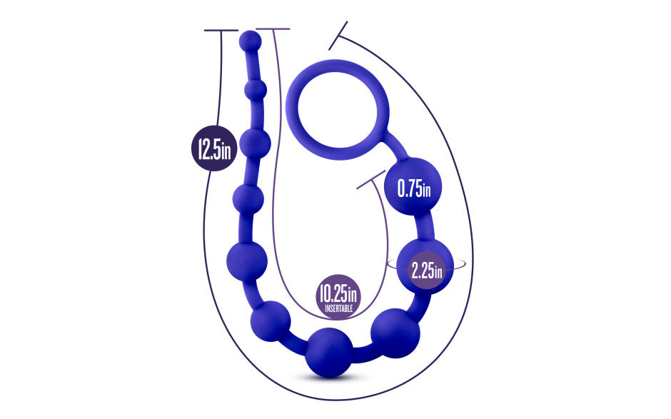 Luxe Silicone 10 Anal Pleasure Beads Indigo Anal Beads and Balls