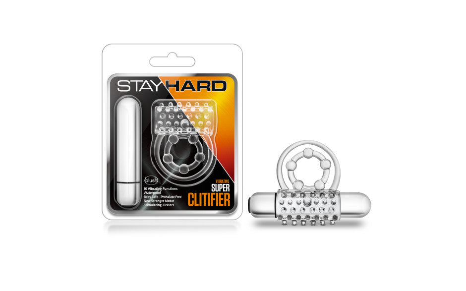 Stay Hard Super Clitifier Vibrating Cock Ring Clear Vibrating Cock Rings